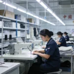 3 Held Bild Arbeiter machen Produktion in der Fabrik in China Kleidung manufactuer Fabrik