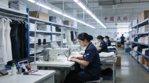 3 hero image worker make production in factory in China clothing manufactuer factory
