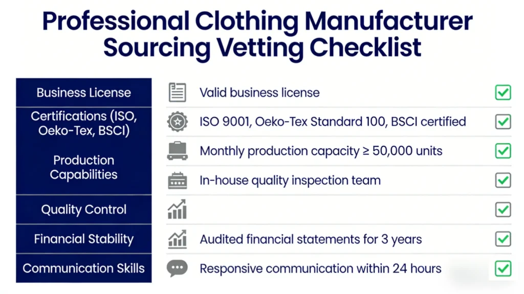 Clothing Manufacturers in Guangzhou factory vetting checklist