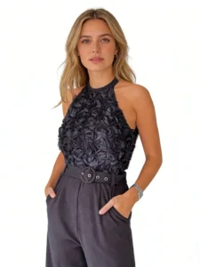 casual wear manufacturers amren-3d-floral-halter-neck-jumpsuit-black-detail-2