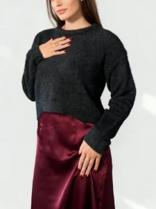 knitwear manufacturer China ayesha-jumper-and-satin-slip-dress-set-wine-detail