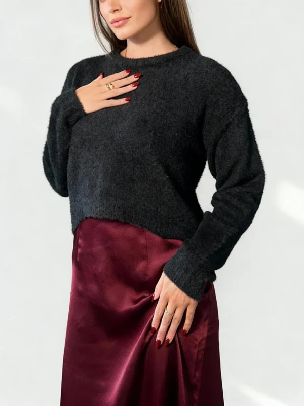 knitwear manufacturer China ayesha-jumper-and-satin-slip-dress-set-wine-detail