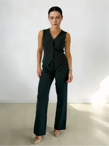 ladies tops wholesaler bobbi-tailored-waistcoat-emerald-green-detail-1