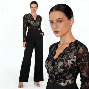 Jumpsuit Supplier China bridget-twist-font-long-sleeve-lace-jumpsuit-black-detail-2