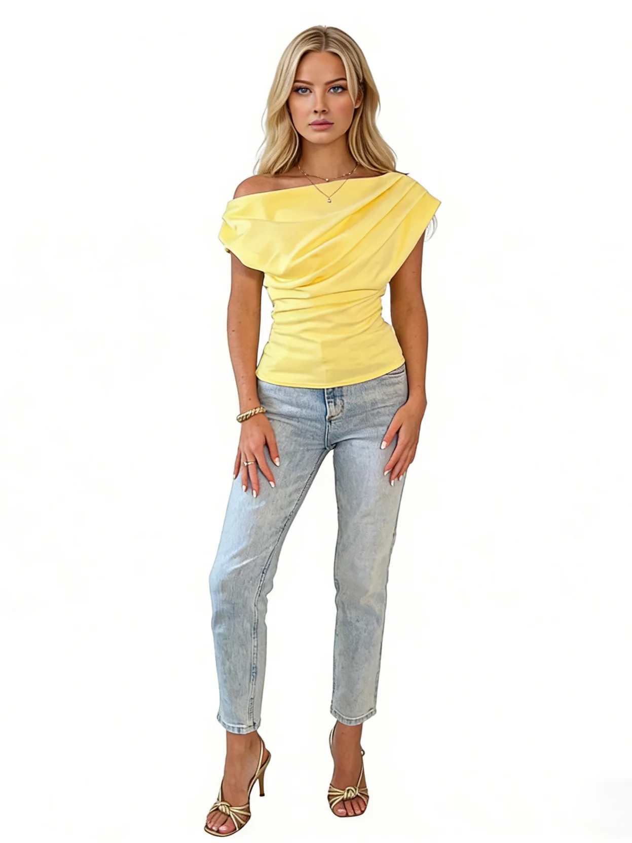 ladies tops wholesaler donna-asymmetric-top-yellow-hero