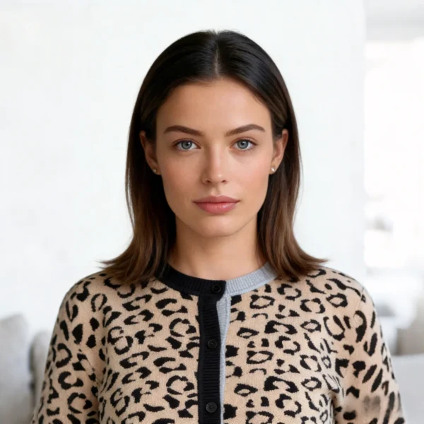 knitwear manufacturer China loretta-leopard-contrast-cuff-cardigan-detail-1