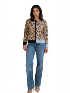 knitwear manufacturer China loretta-leopard-contrast-cuff-cardigan-detail