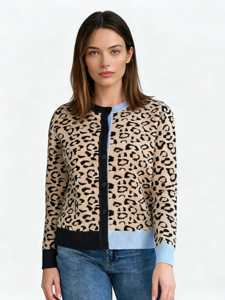 fabricante de malhas China loretta-leopard-contrast-cuff-cardigan-hero