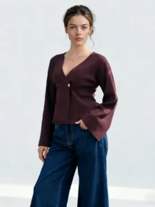 structured knit cardigan navi-structured-knit-long-sleeve-cardigan-chocolate-detail