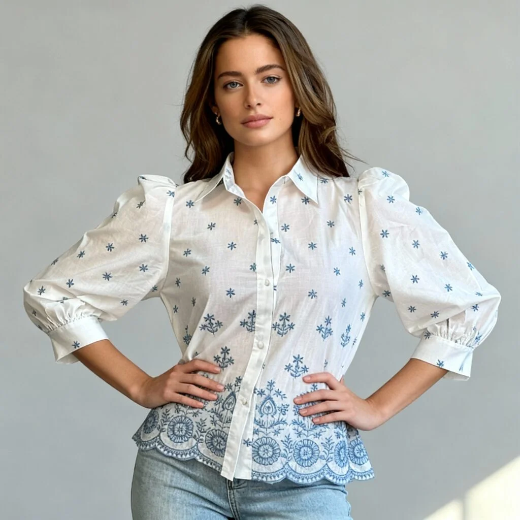 embroidery cotton shirt stacy-blue-embroidery-puff-sleeve-cotton-shirt-hero