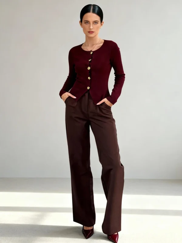 knitted waistcoat tirza-classic-knitted-waistcoat-chocolate-detail