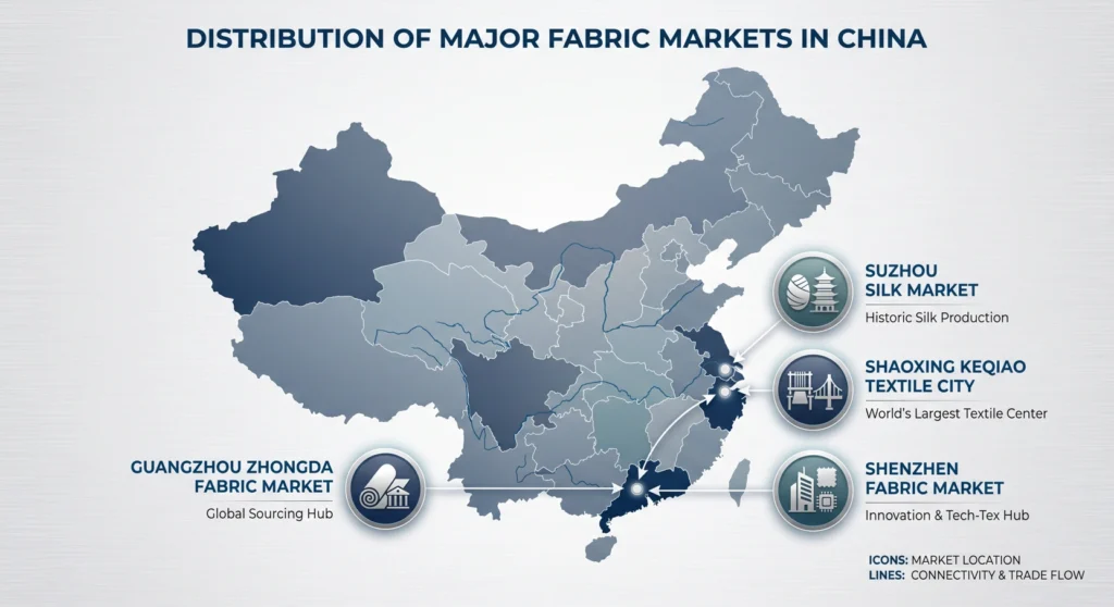 principaux marchés de tissus en Chine - Guangzhou Shaoxing Suzhou Shenzhen