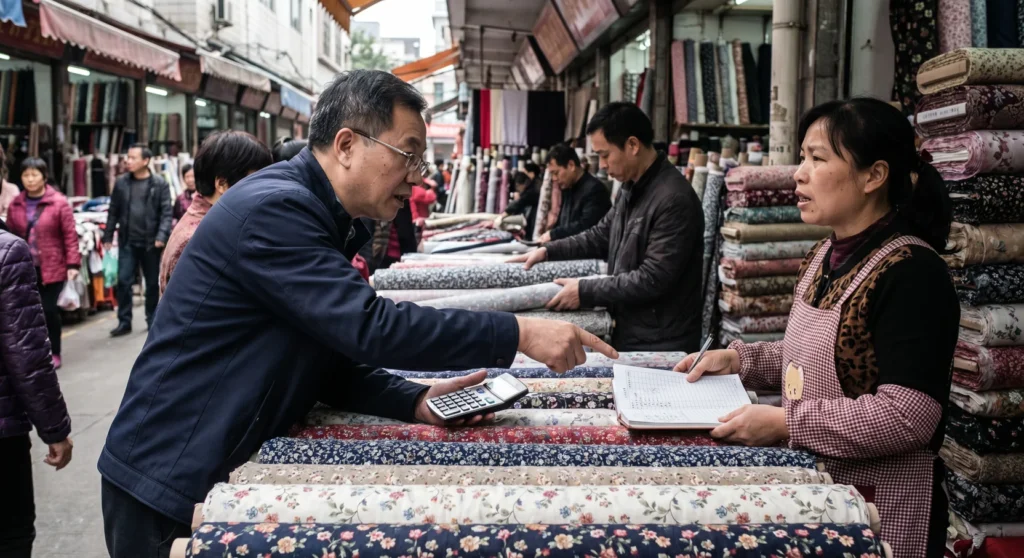 Guia do mercado de tecidos de Zhongda - negociação com o vendedor do mercado de Zhongda