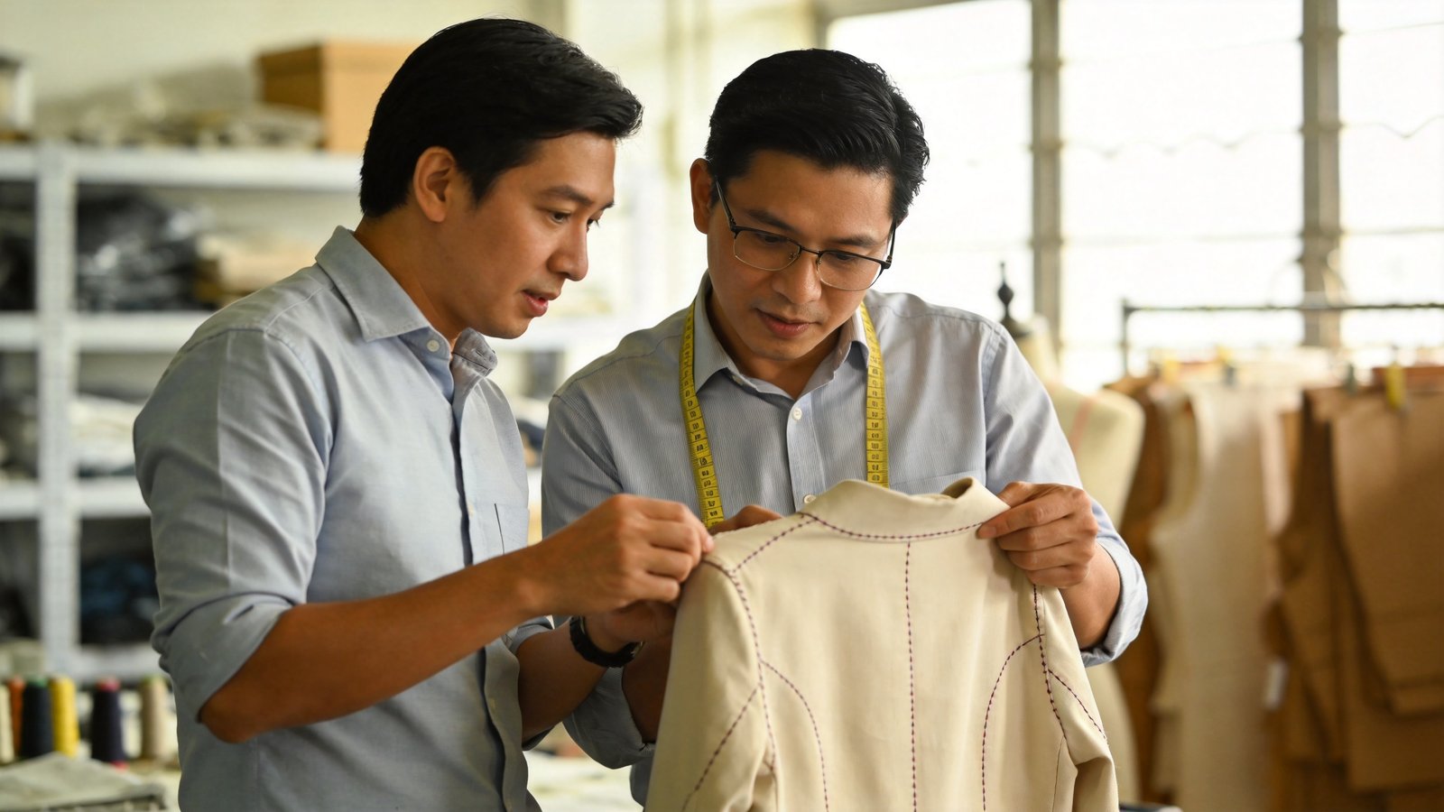 guide du débutant Guangzhou manufacturing - réunion d'approbation des échantillons avec le contrôle de qualité de l'usine