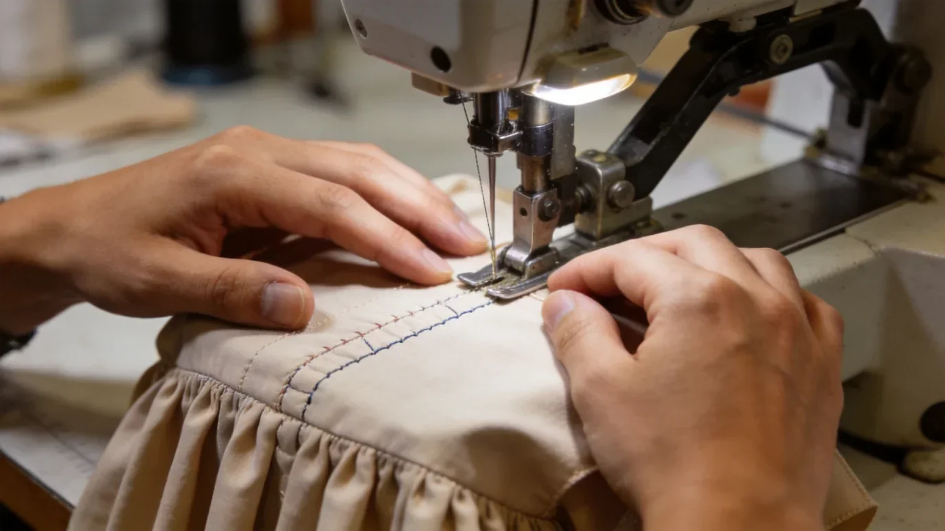 low moq clothing manufacturing - garment sewing production on factory floor