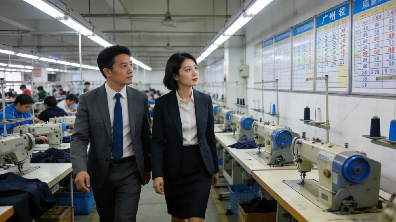 before custom clothing production - supplier evaluation and factory tour in Guangzhou garment production facility