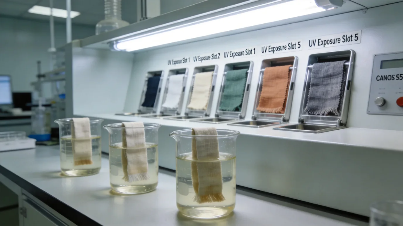 best fabrics for summer dresses - color fastness UV testing in textile laboratory